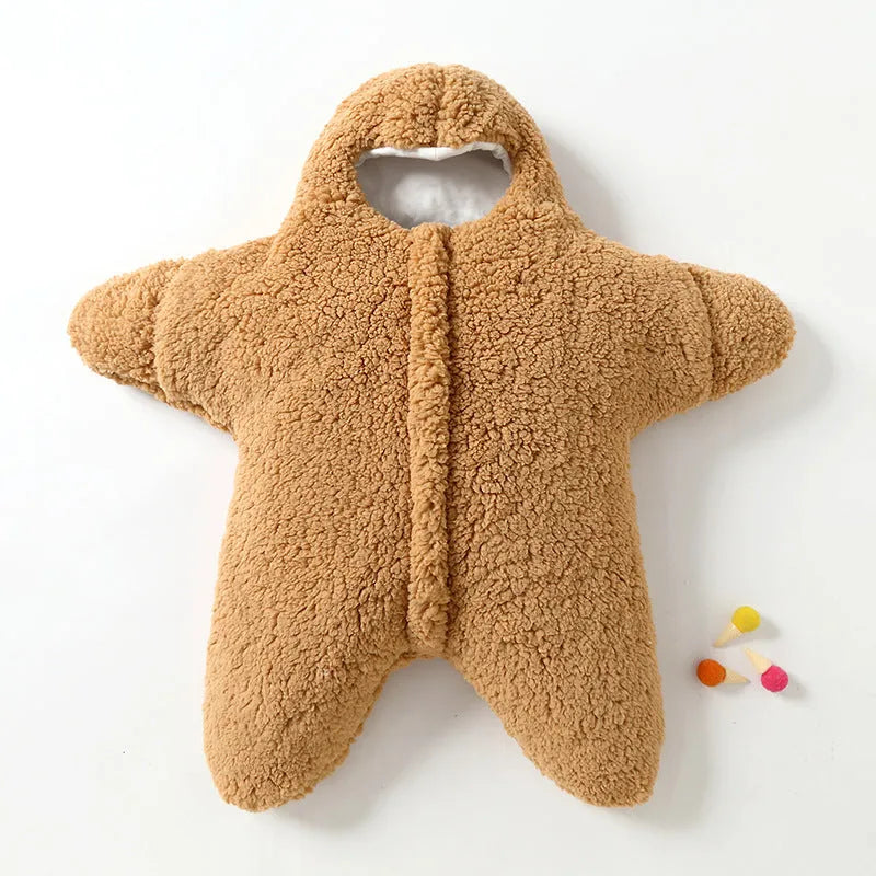 Baby Starfish Lamb Velvet Sleeping Bag - Cozy Winter Quilt for Newborns with Plush Cotton Lining - Cartanic Must Haves