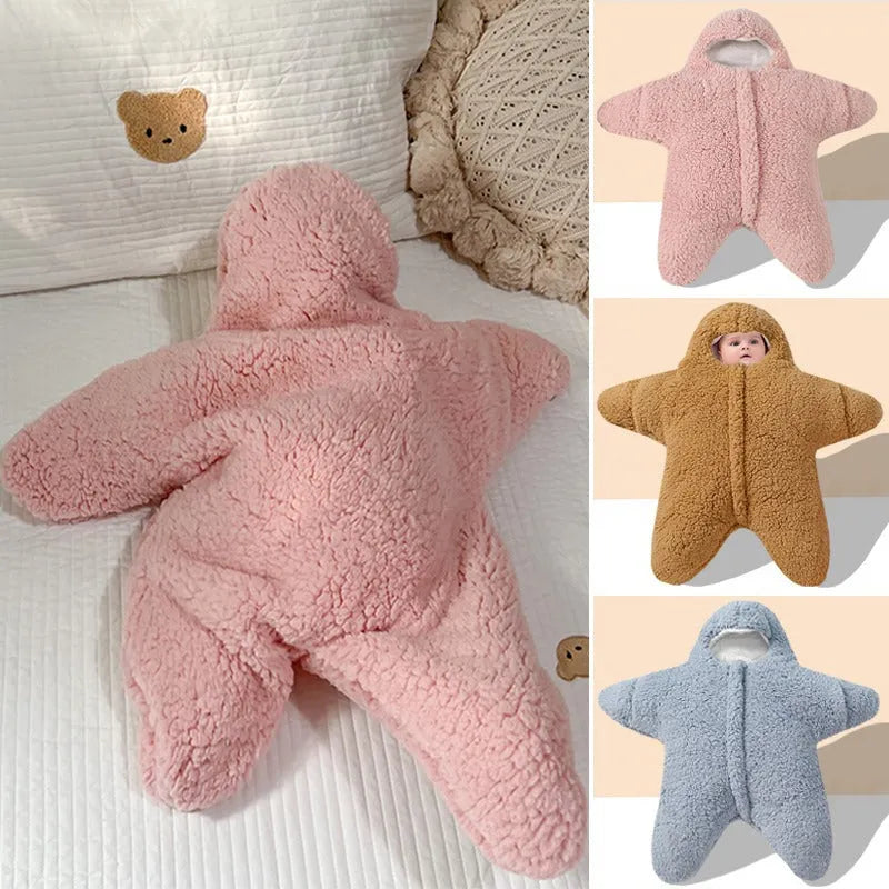 Baby Starfish Lamb Velvet Sleeping Bag - Cozy Winter Quilt for Newborns with Plush Cotton Lining - Cartanic Must Haves