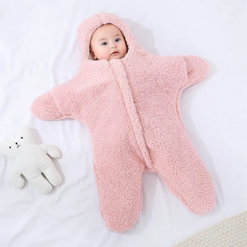 Baby Starfish Lamb Velvet Sleeping Bag - Cozy Winter Quilt for Newborns with Plush Cotton Lining - Cartanic Must Haves