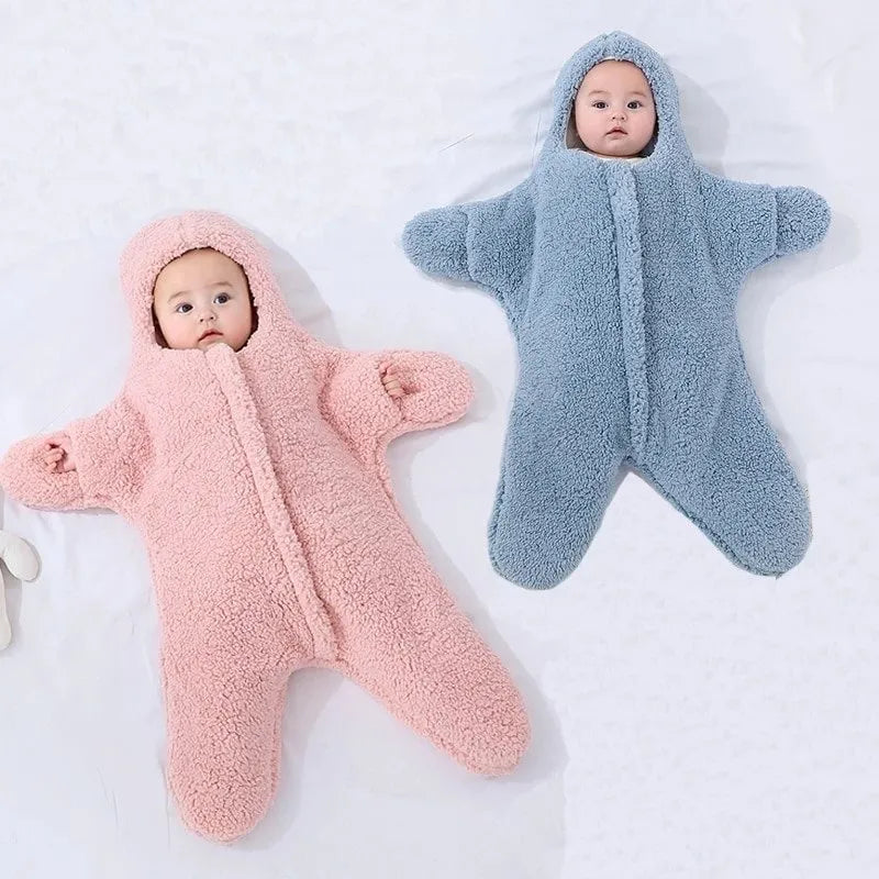 Baby Starfish Lamb Velvet Sleeping Bag - Cozy Winter Quilt for Newborns with Plush Cotton Lining - Cartanic Must Haves