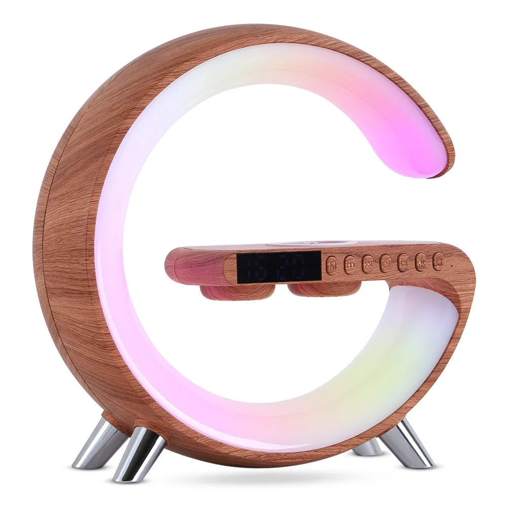 Smart G-Shaped LED Speaker Lamp with Wireless Charger