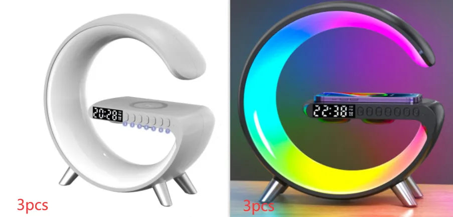 Smart G-Shaped LED Speaker Lamp with Wireless Charger