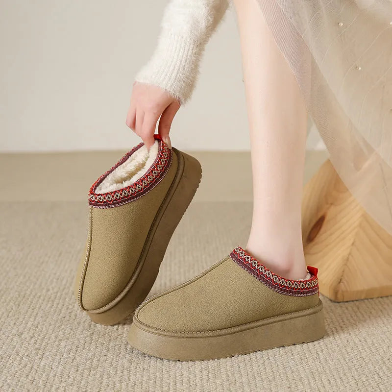 Plush Ankle Flat Slippers